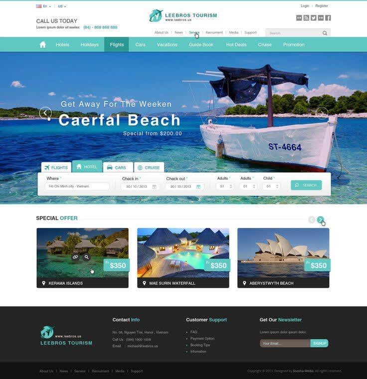 Tourism website design - Optimizing user interface: